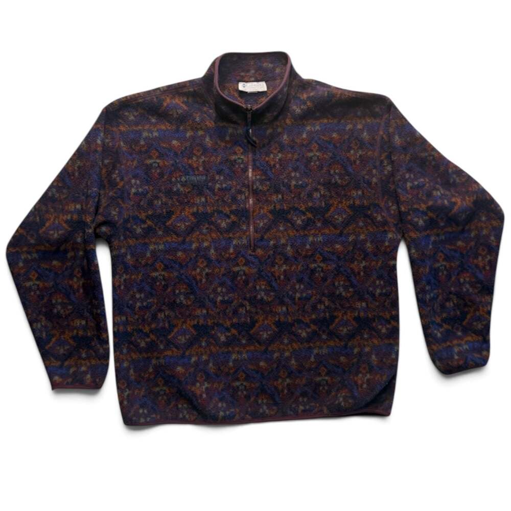 Vintage Columbia Sportswear Company Aztec Pattern Half-Zip Fleece Pullover